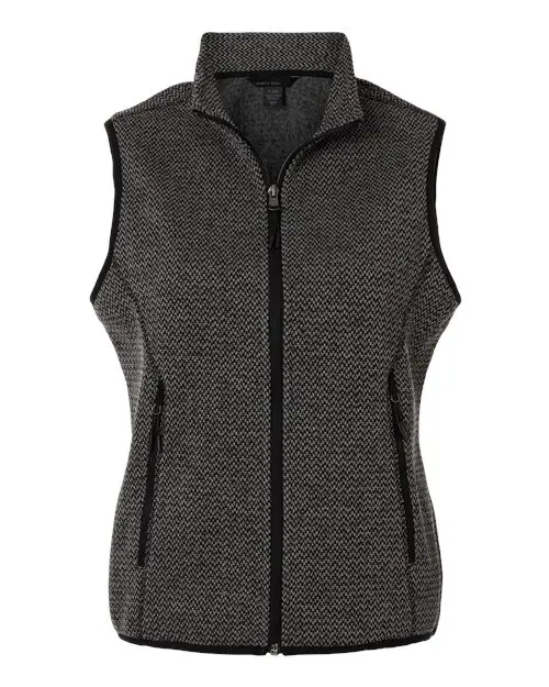 North End Women's Jasper Jacquard Fleece Vest in Black/ Grey
