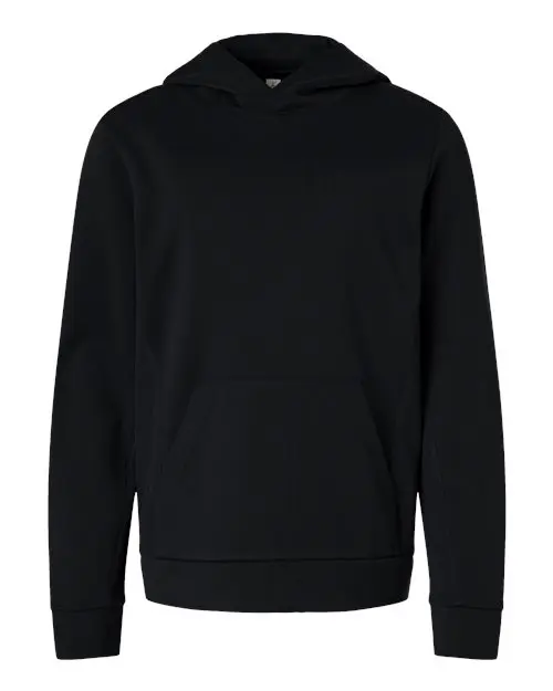 Team 365 Youth Squad Hooded Tech Fleece Pullover in Black