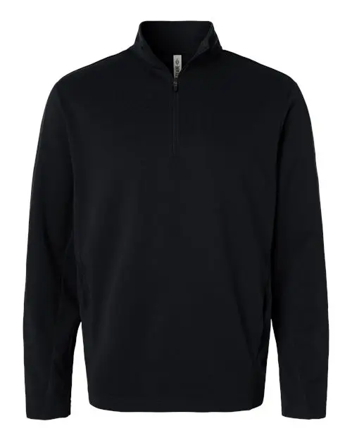 Team 365 Unisex Squad Cadet Quarter-Zip Tech Fleece Pullover in Black