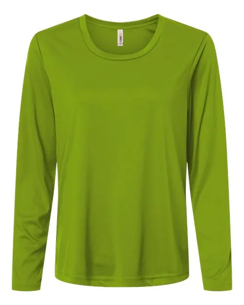 Core365 Women's Capital Performance Long Sleeve T-Shirt in Acid Green
