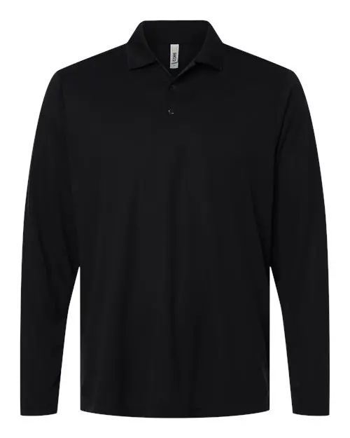 Core365 Men's Nova Performance Long Sleeve Pique Polo in Black