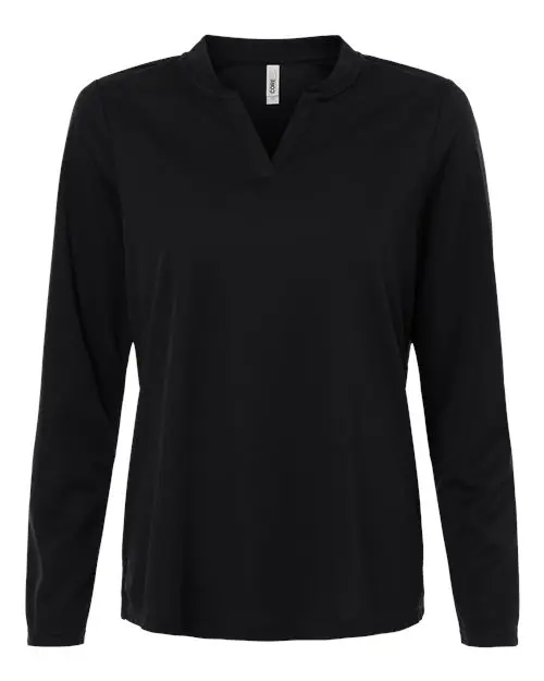 Core365 Women's Nova Performance Long Sleeve Pique Polo in Black