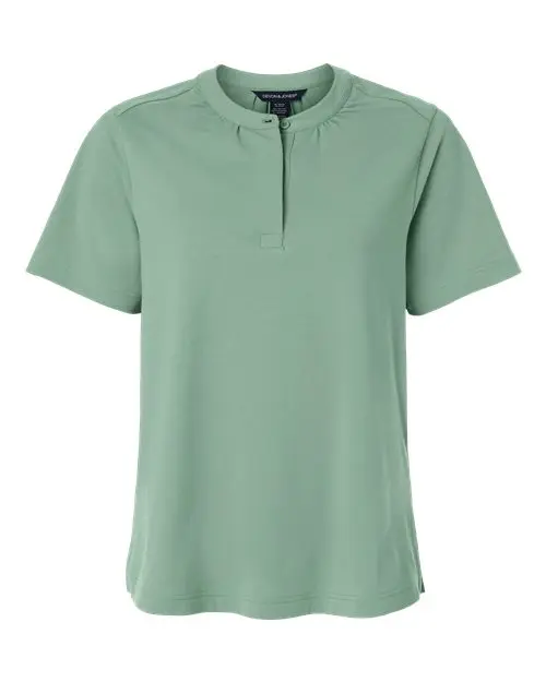 Devon & Jones Women's Seaton Pebble Textured Polo in Balsam Green