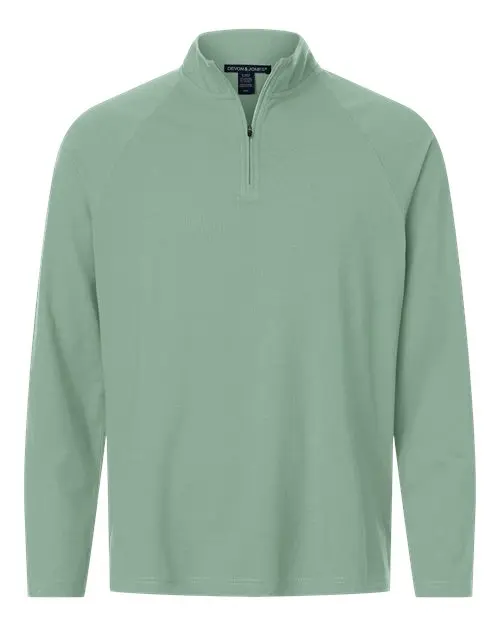 Devon & Jones Men's Seaton Pebble Textured Quarter-Zip Pullover in Balsam Green