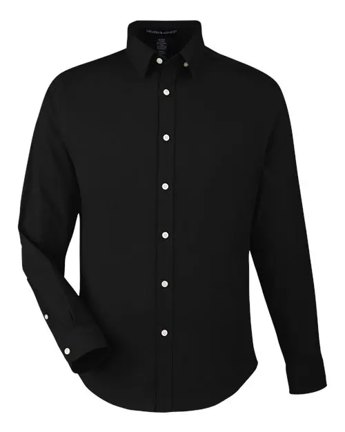 Devon & Jones Men's CrownLux Performance Spencer Poplin Dress Shirt in Black