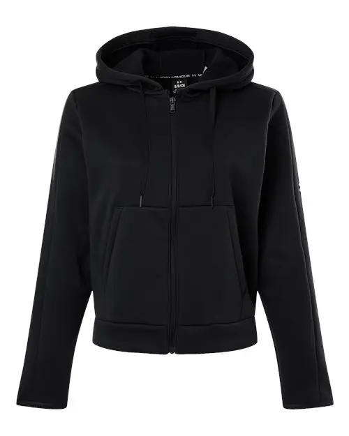 Under Armour Women's Armour Fleece Pro Hooded Full-Zip in Black/ White