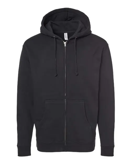 Independent Trading Co. Unisex Heavyweight Full-Zip Hooded Sweatshirt in Black