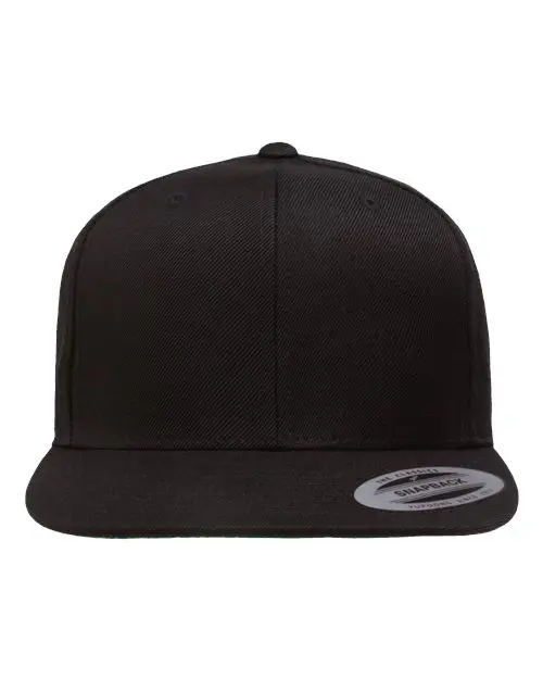 Yupoong (YP Classics) Premium Flat Bill Snapback Cap in Black