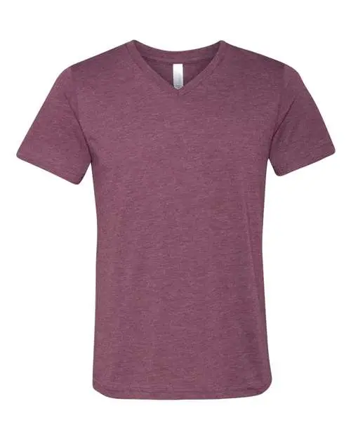 Bella + Canvas Unisex Triblend V-Neck Tee in Maroon Triblend