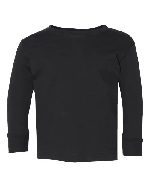Rabbit Skins Toddler Fine Jersey Long Sleeve Tee in Black