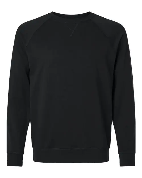 Next Level Unisex Laguna Raglan Crewneck Sweatshirt in Black