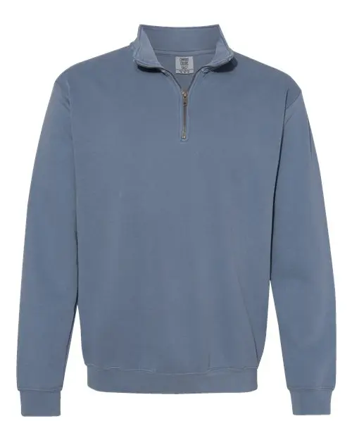 Comfort Colors Unisex Garment-Dyed Quarter-Zip Sweatshirt in Blue Jean