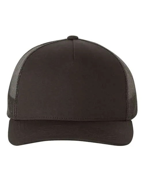 Yupoong (YP Classics) Five-Panel Retro Trucker Cap in Black