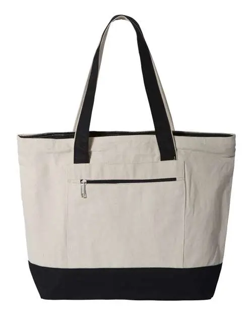 Q-Tees 19L Zippered Tote in Natural/ Black