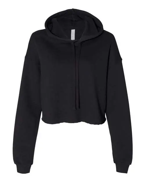 Bella + Canvas Women's Crop Hoodie Sweatshirt in Black