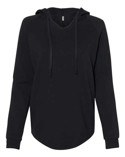 Independent Trading Co. Women’s Lightweight California Wave Wash Hooded Sweatshirt in Black