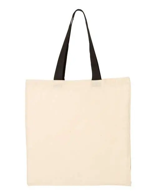 Q-Tees Economical Tote with Contrast-Color Handles in Natural/ Black