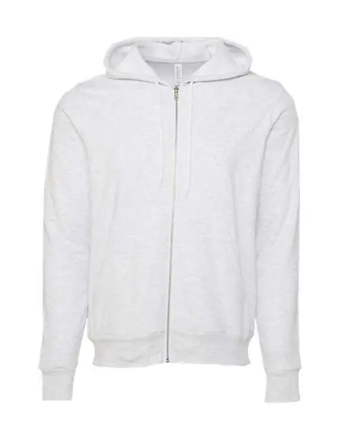 Bella + Canvas Unisex Sponge Fleece Full-Zip Hoodie Sweatshirt in Ash