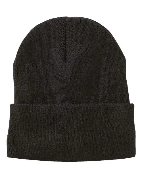 Sportsman 12" Fleece Lined Cuffed Beanie in Black
