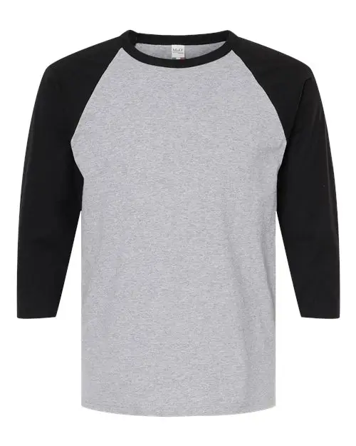 M&O Raglan Three-Quarter Sleeve Baseball T-Shirt in Sport Grey/ Black