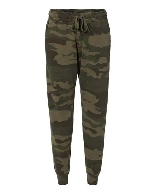 Independent Trading Co. Women's California Wave Wash Sweatpants in Forest Camo Heather