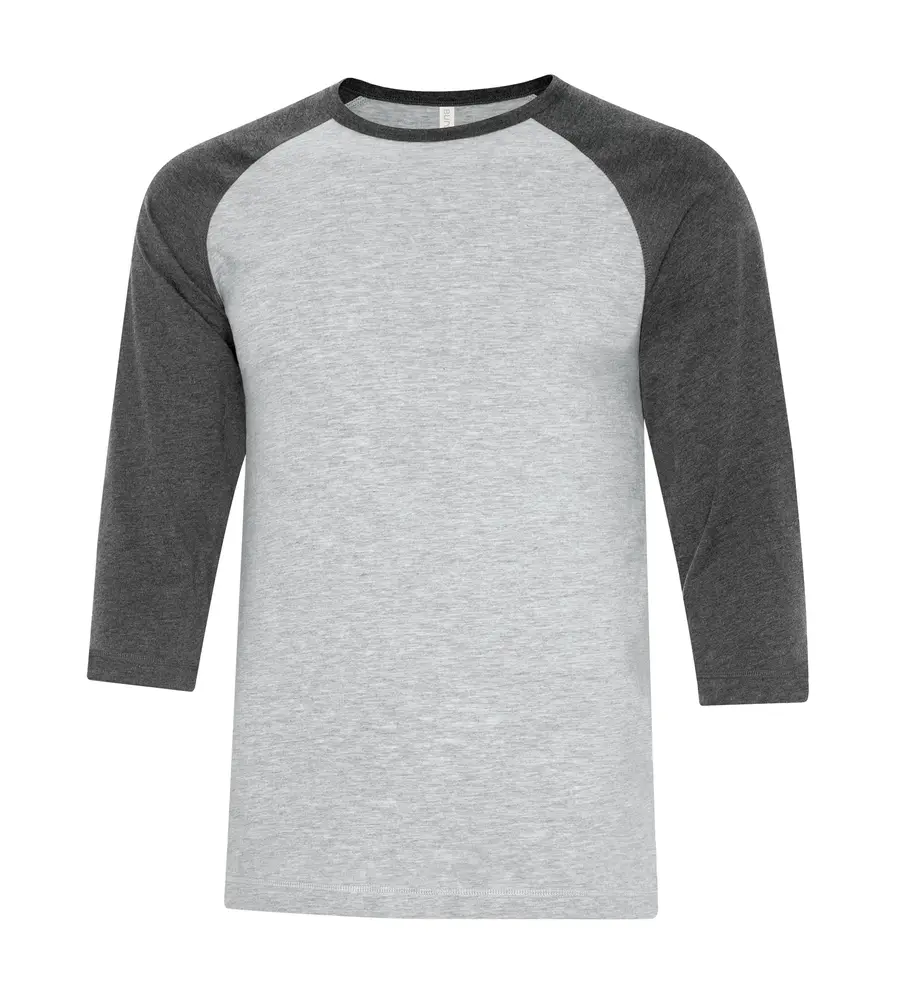 ATC Eurospun Ring Spun Baseball TEE in Athletic Grey/Charcoal Heather