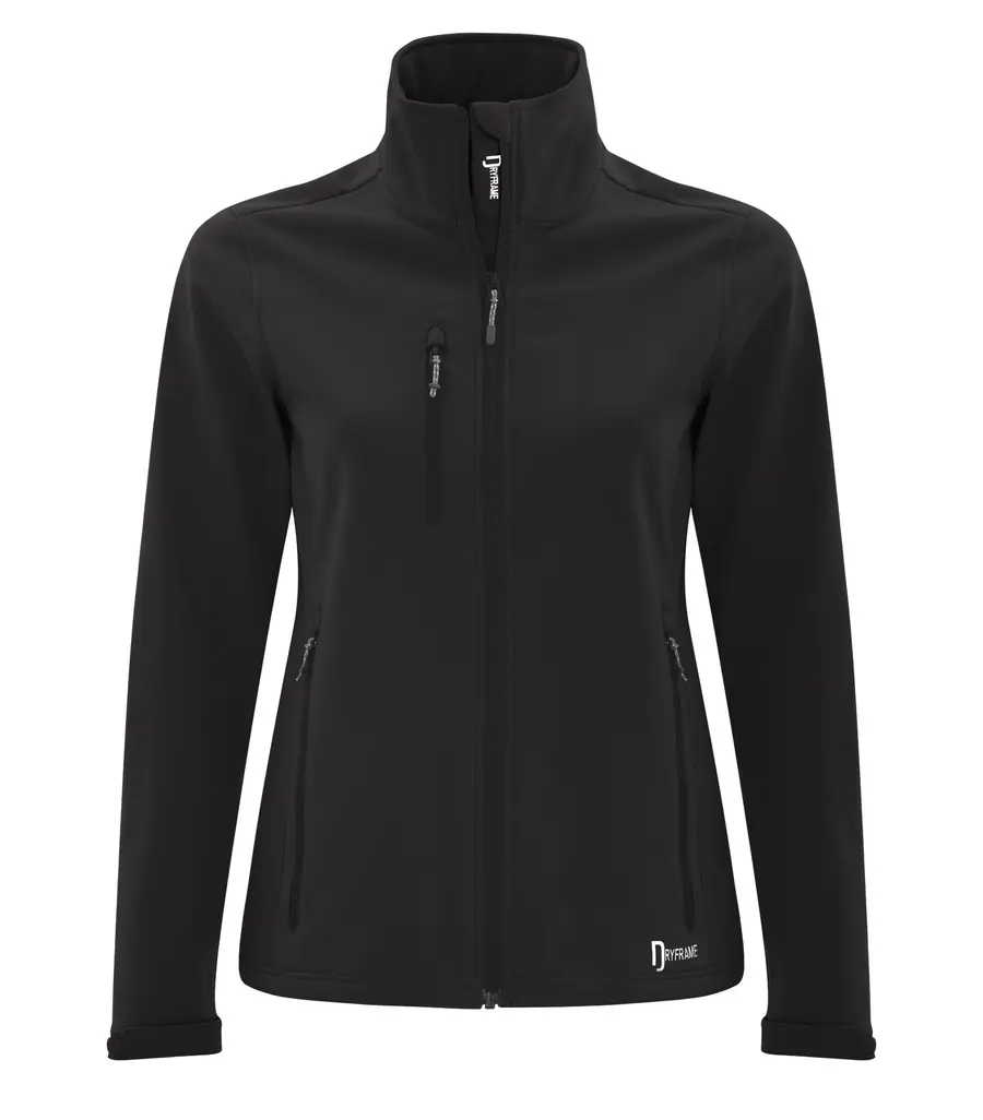 Dryframe Strata Tech Water Repellent Soft Shell Ladies' Jacket in Black