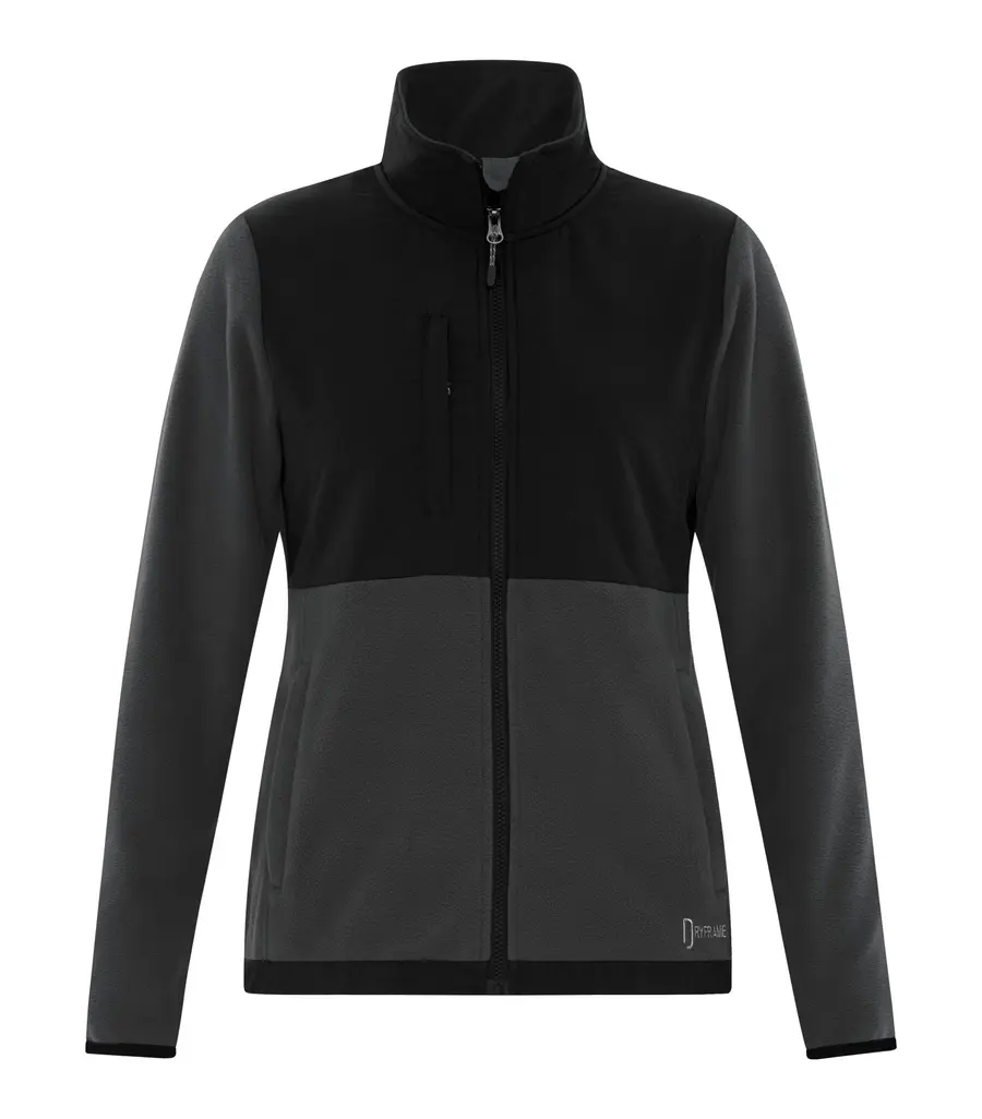 Dryframe Huron Fleece Tech Ladies' Jacket in Asphalt/Black