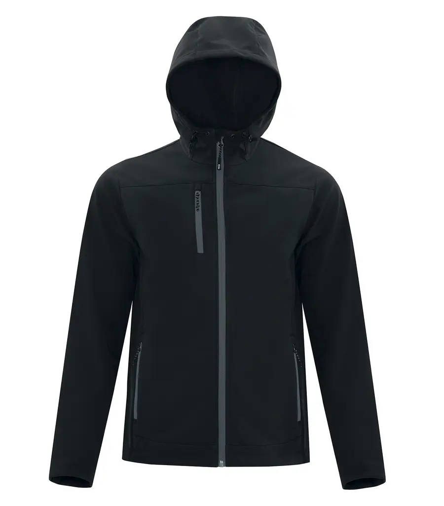 Coal Harbour Everyday Hooded Water Repellent Stretch Soft Shell Jacket in Black