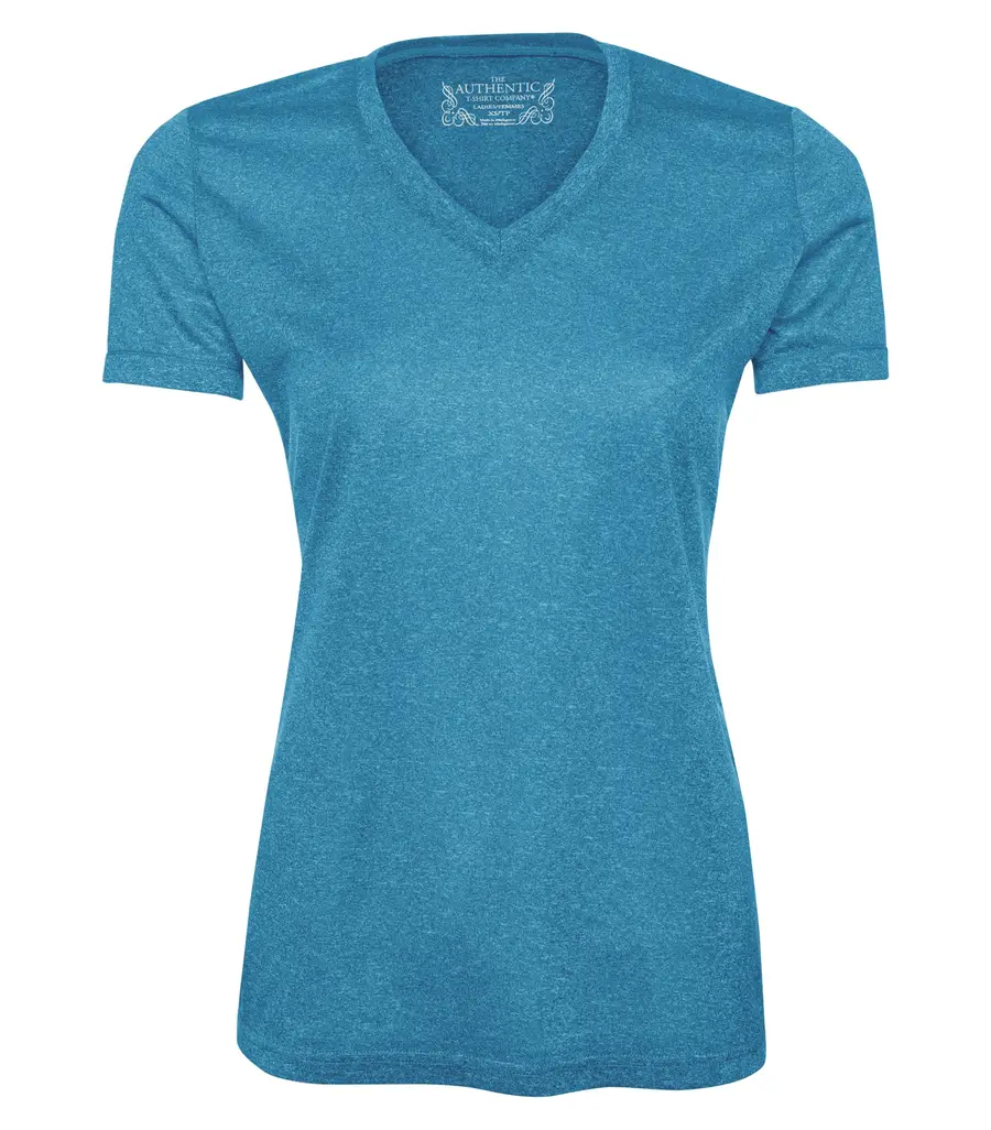 ATC PRO TEAM HEATHER ProFORMANCE V-NECK LADIES' TEE in Blue Wake Heather