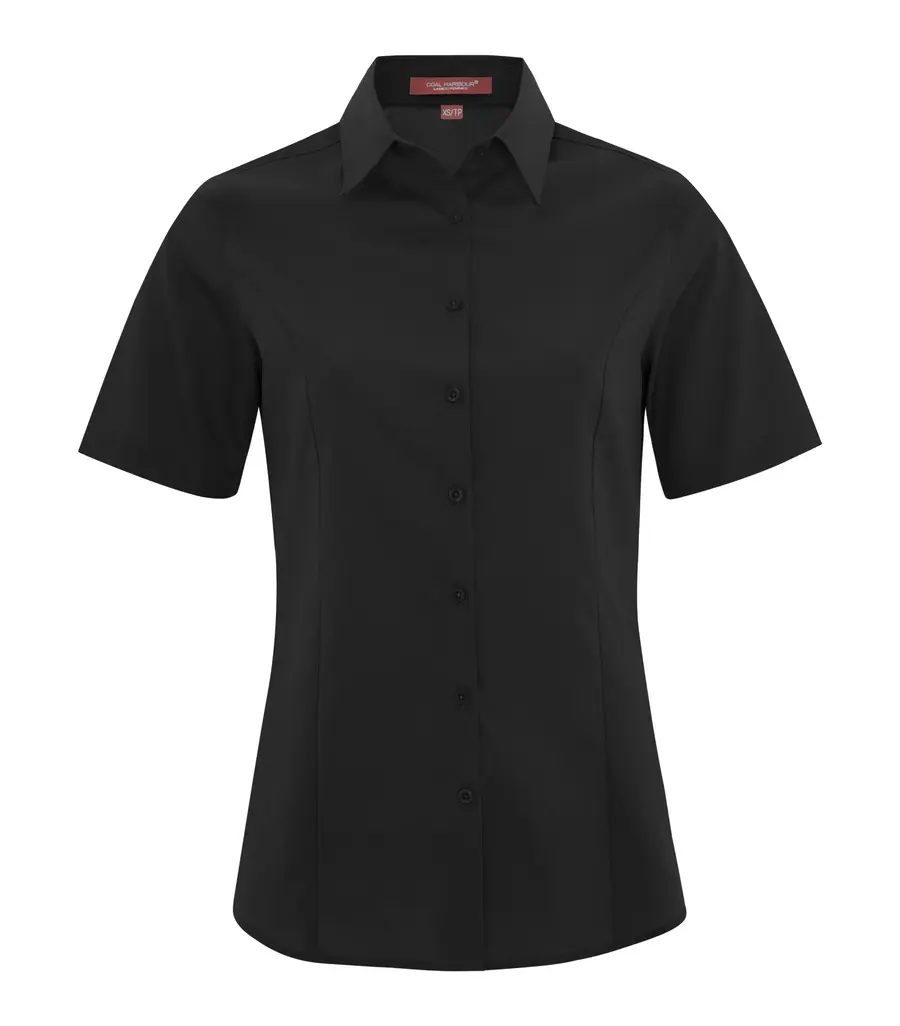 Coal Harbour Everyday Short Sleeve Woven Ladies' Shirt in Black
