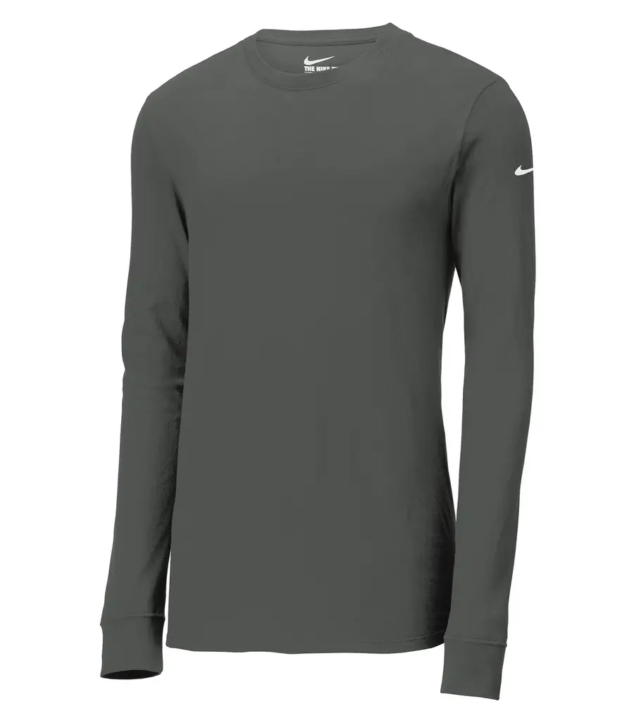 NIKE Dri-FIT COTTON/POLY LONG SLEEVE TEE in Anthracite