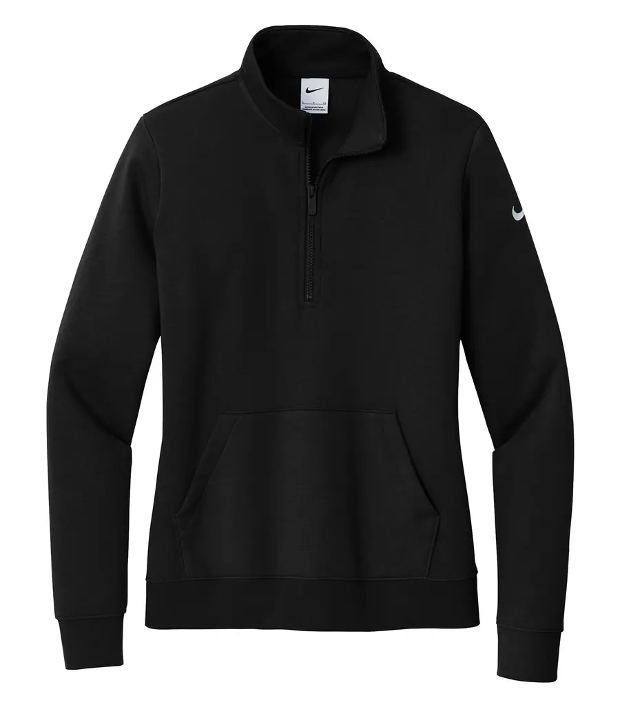 Nike Club Fleece Sleeve Swoosh Ladies' 1/2 ZIP in Black