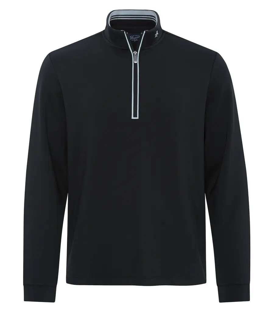 Original Penguin Clubhouse Mock 1/4 ZIP Pullover in Caviar Black