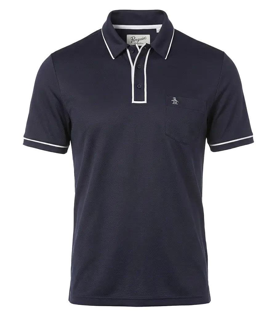 Original Penguin Technical Earl Polo in Black Iris Blue