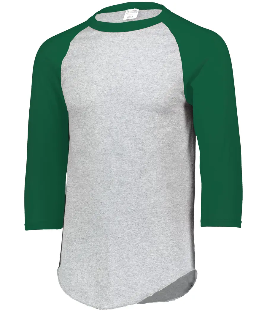 Augusta Youth Baseball 3/4 Sleeve Tee 2.0 in Athletic Heather/Dark Green