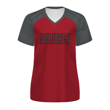 Holloway Ladies FreeStyle Semi-Sublimated Raglan Tee-Graphite in All-Over Pattern