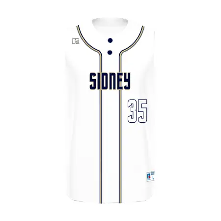 Russell FreeStyle Sublimated Sleeveless Two-Button Performance Mesh Baseball Jersey in Classic Double
