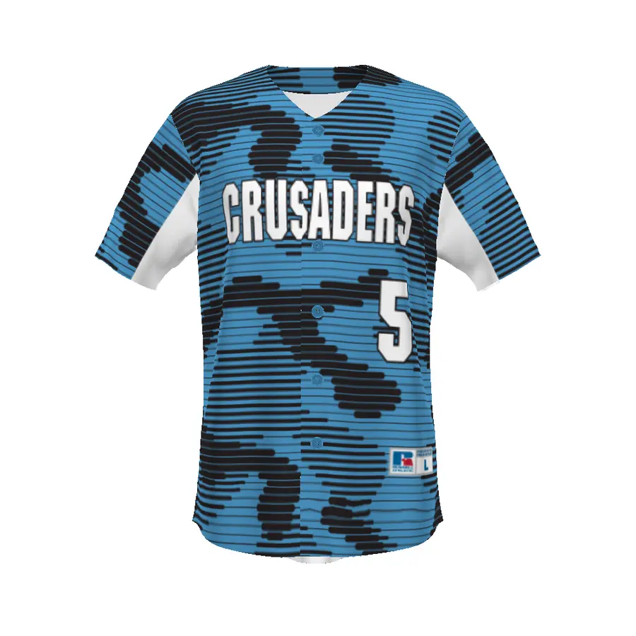 Russell Youth FreeStyle Sublimated Full-Button Baseball Jersey in Camo Tech