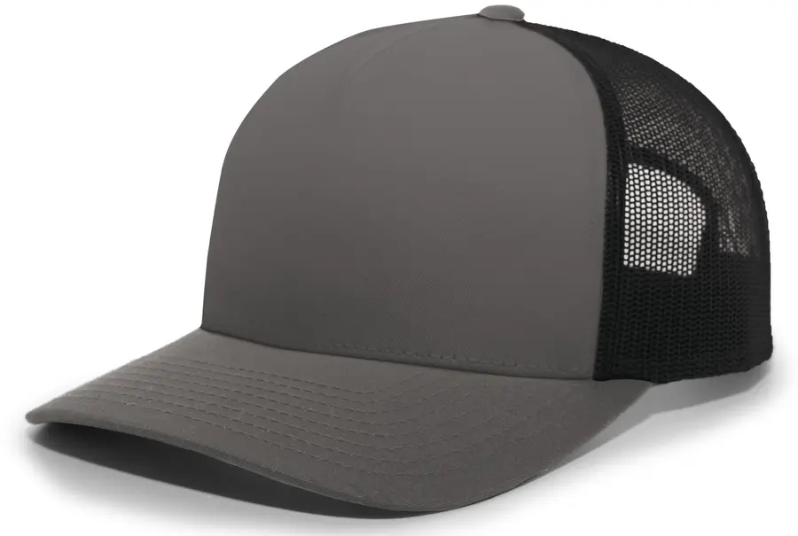 Pacific Headwear 5-Panel Trucker Snapback Cap in Graphite/Black
