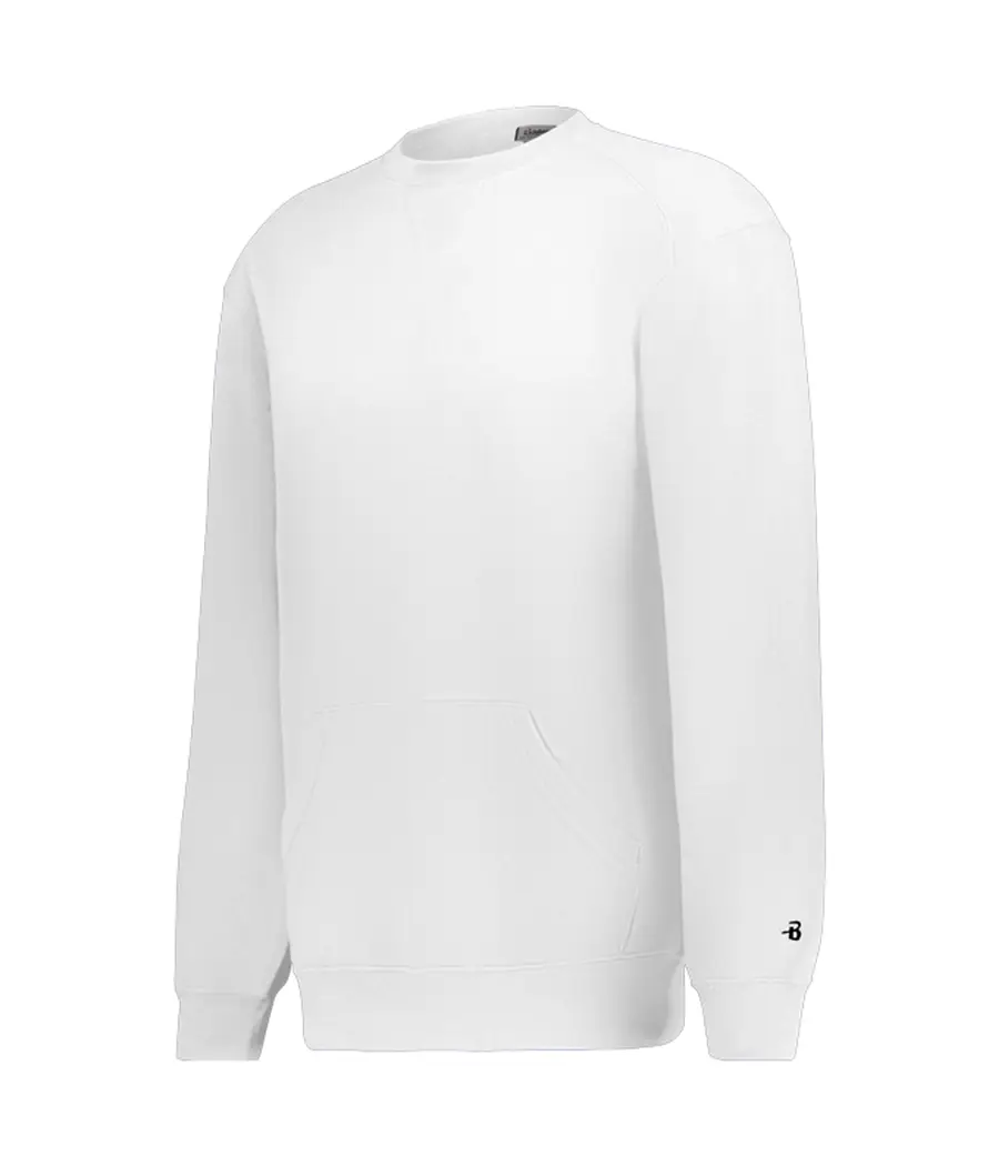Badger Sport Athletic Fleece Pocket Crew in White