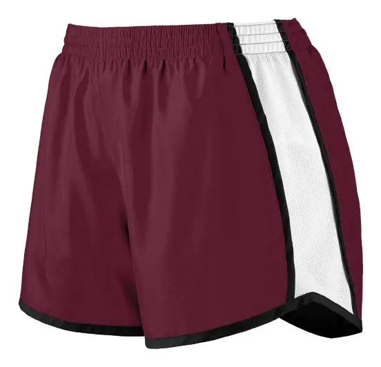 Augusta Girls Pulse Team Shorts in Maroon/White/Black