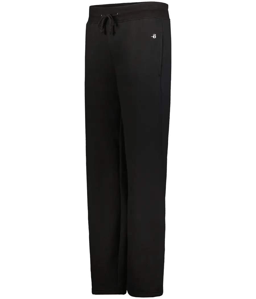 Badger Sport Ladies Open Bottom Fleece Pant in Black