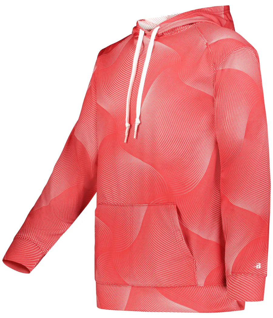 Badger Sport Warp Fleece Hoodie in Red Warp