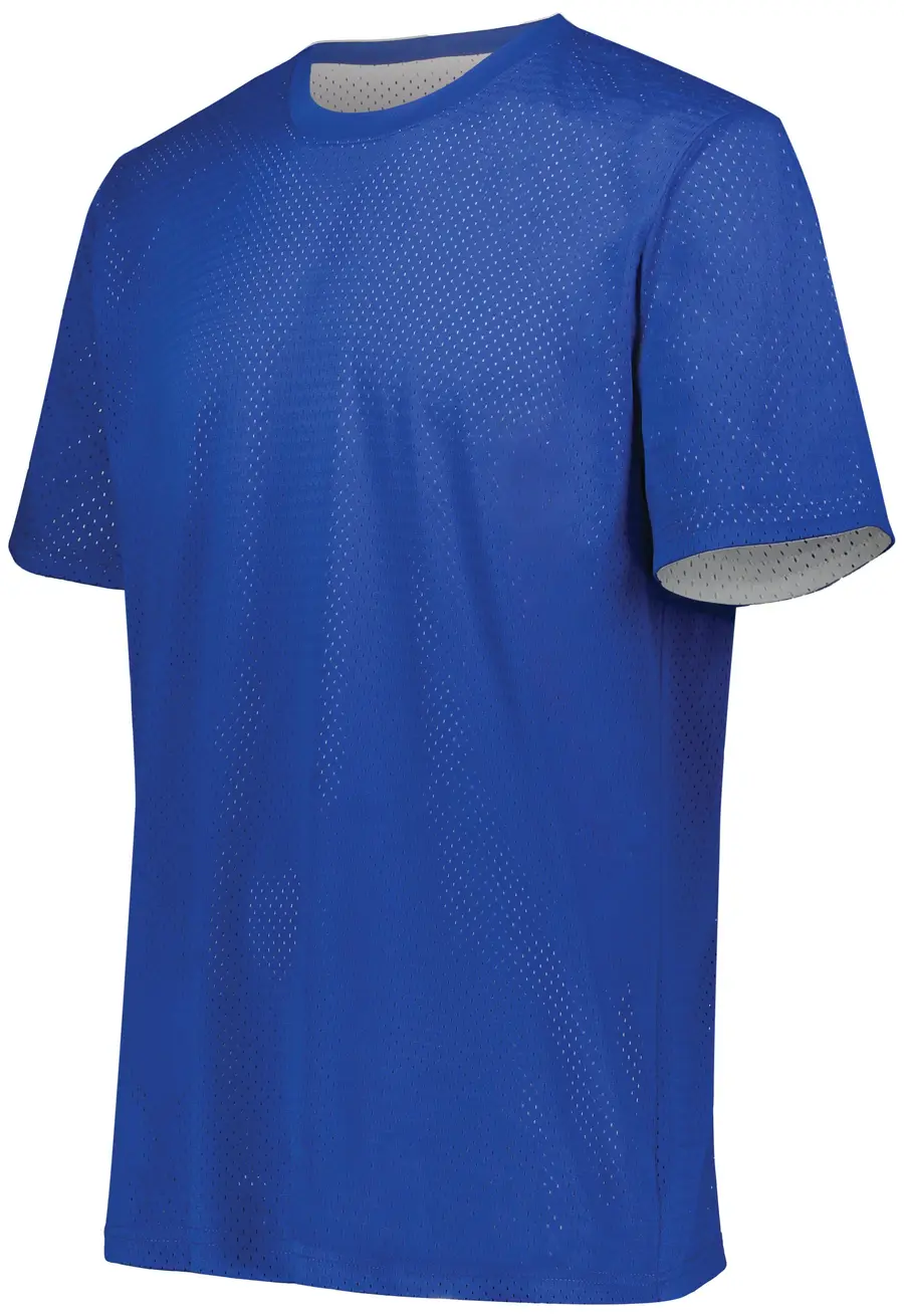 Augusta Youth Short Sleeve Mesh Reversible Jersey in Royal/White