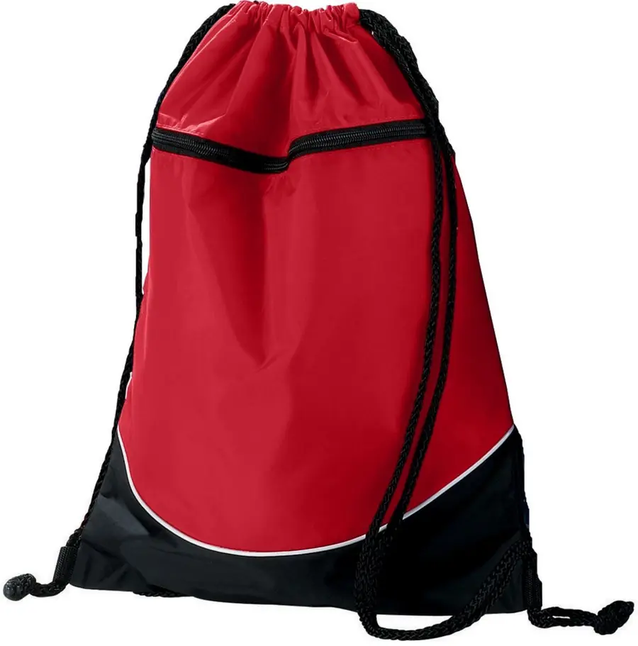 Augusta Tri-Color Drawstring Backpack in Red/Black/White