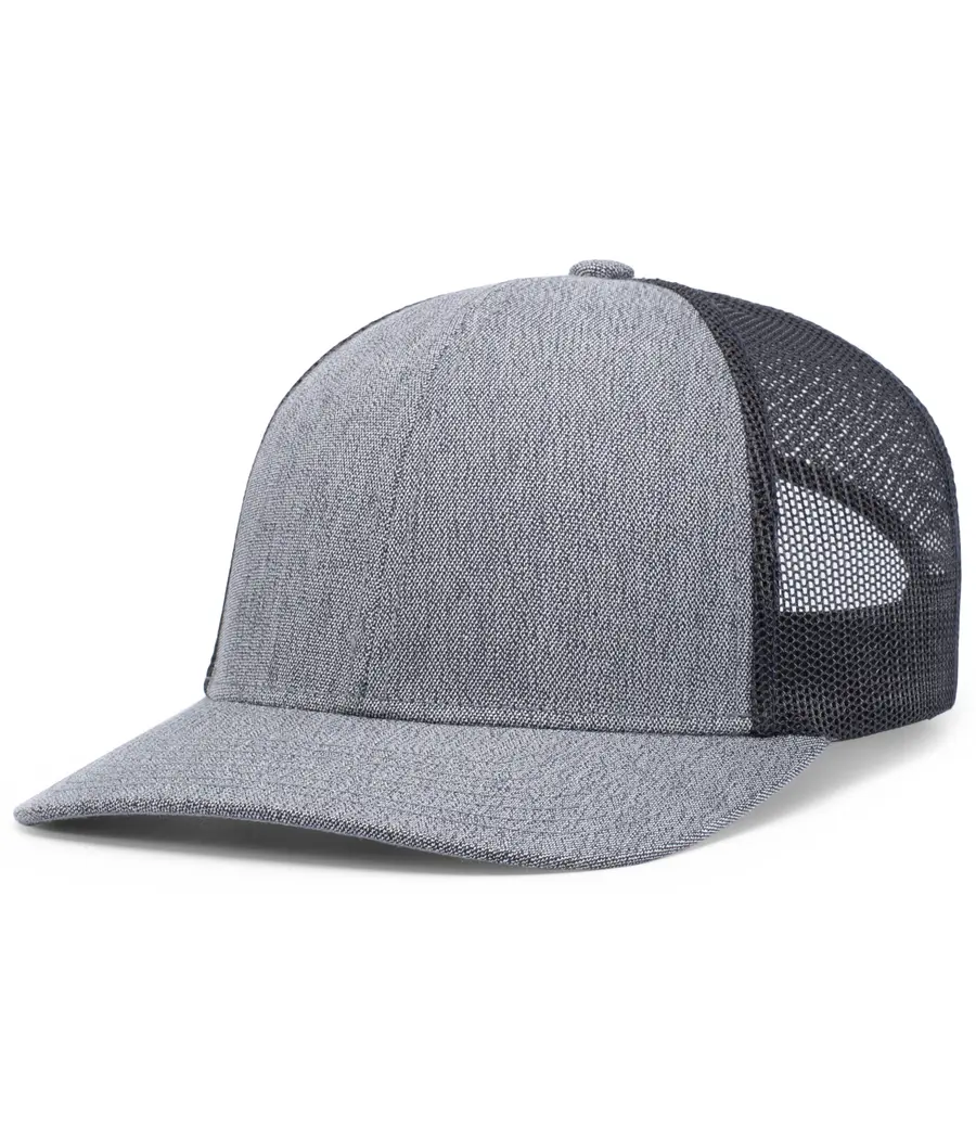 Pacific Headwear Melange Heather Low-Profile Trucker in Grey Heather/Navy/Grey Heather