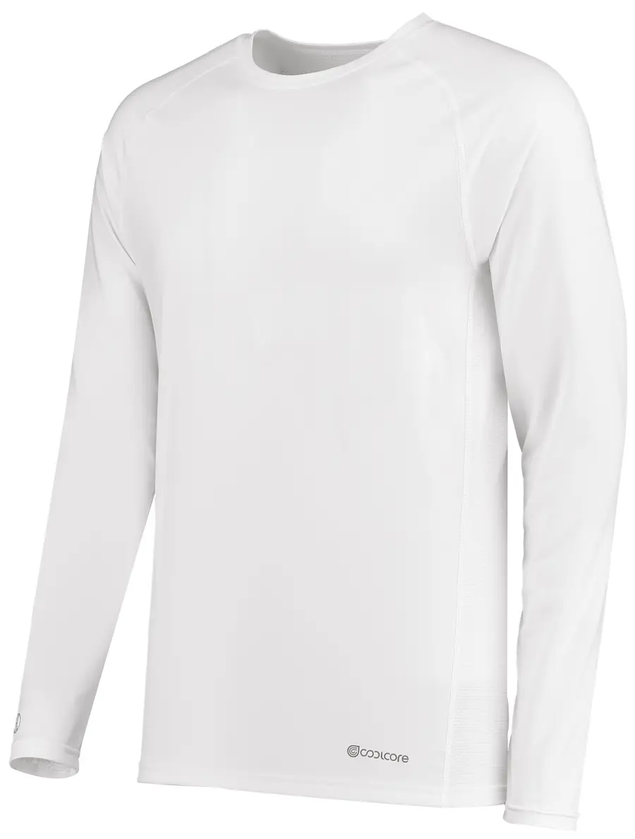 Holloway Youth Electrify Long Sleeve Tee Powered by Coolcore in White