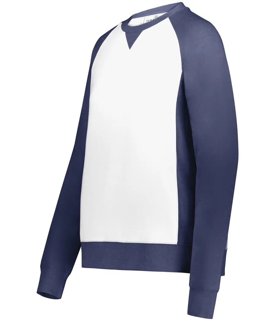 Holloway Ladies All-American Fleece Crew in Navy Heather/White