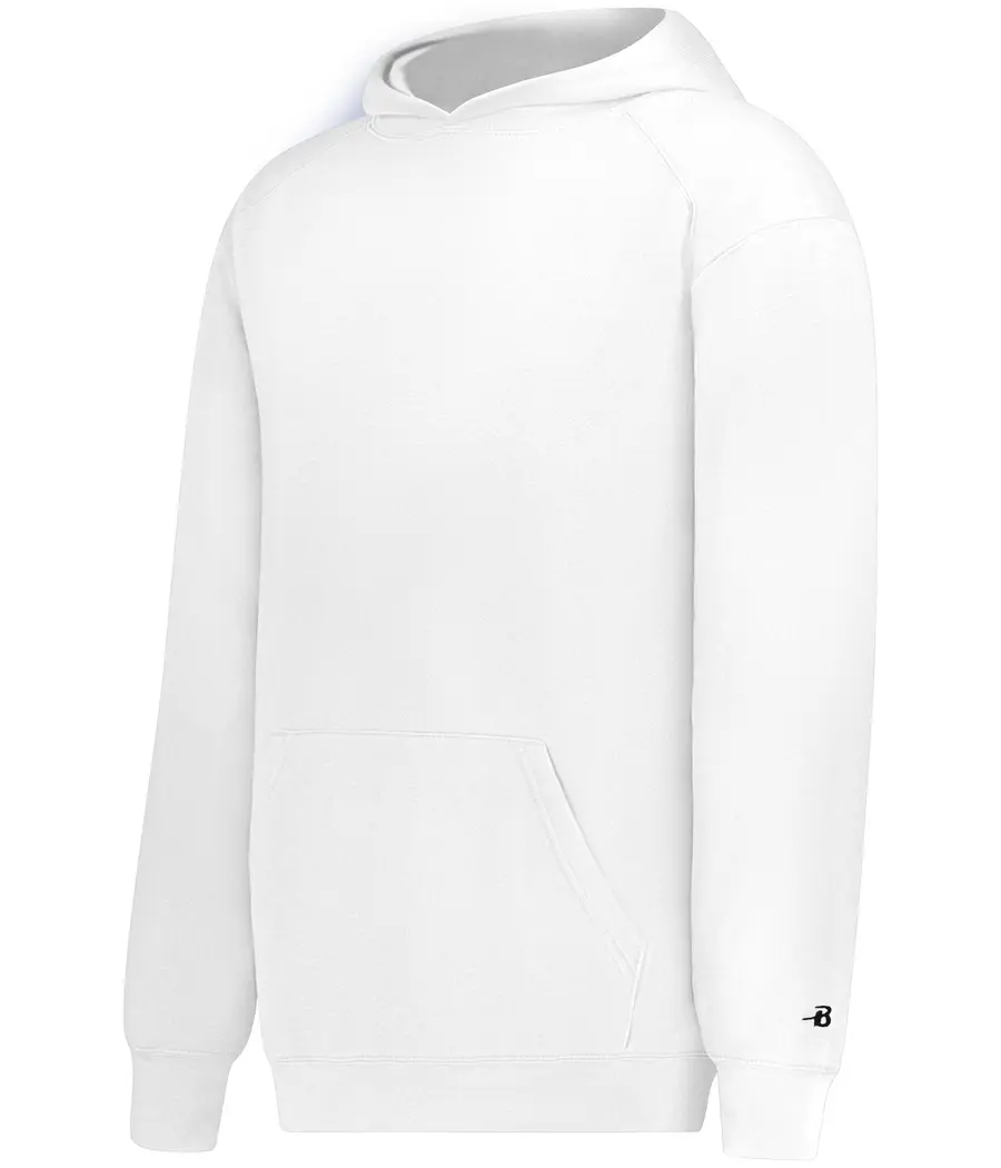 Badger Sport Youth Athletic Fleece Hoodie in White